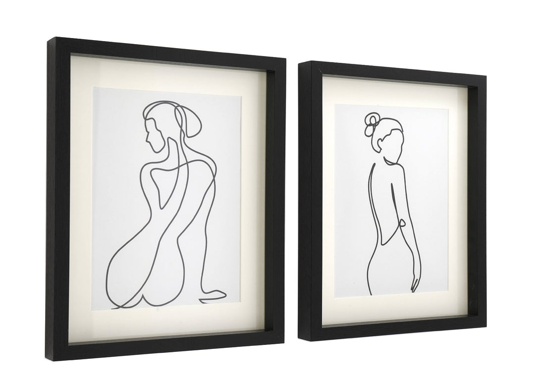 Set of 2 Black Framed Prints of Silhouettes - Smiddy Furniture-1
