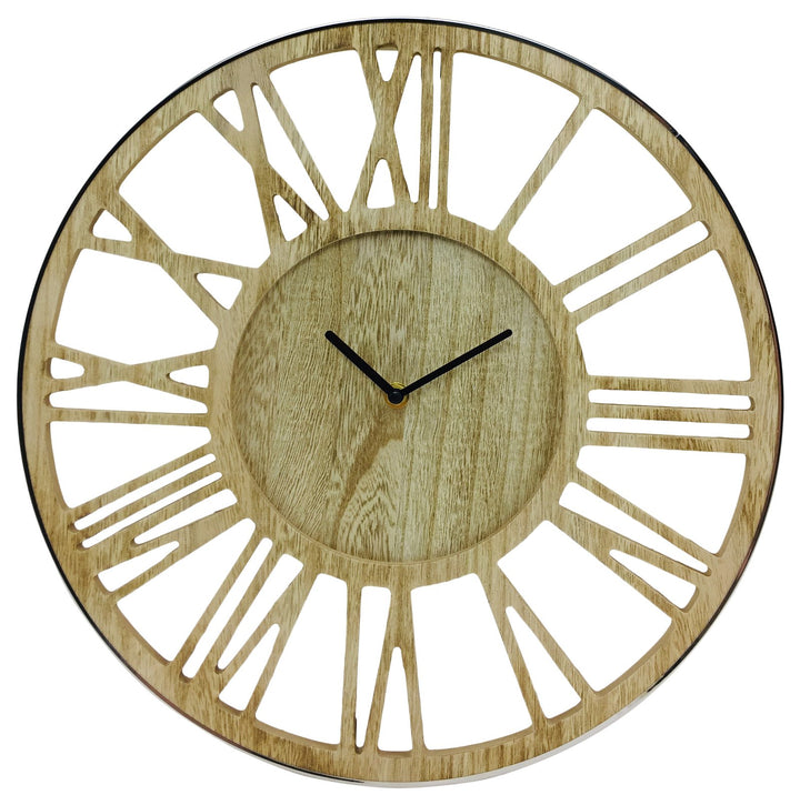 Wooden Silver Clock 40cm - Smiddy Furniture-1