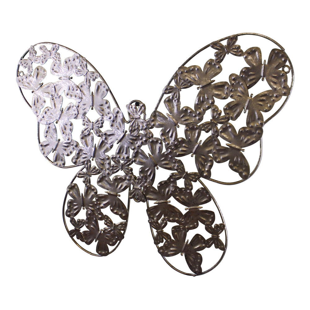 Large Silver Metal Butterfly Design Wall Decor - Smiddy Furniture-2
