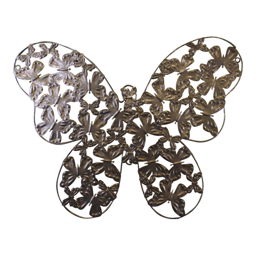 Large Silver Metal Butterfly Design Wall Decor - Smiddy Furniture-1