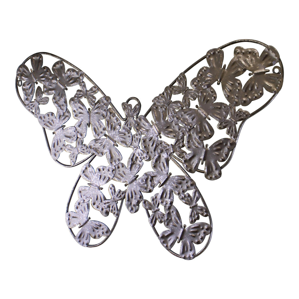 Small Silver Metal Butterfly Design Wall Decor - Smiddy Furniture-2