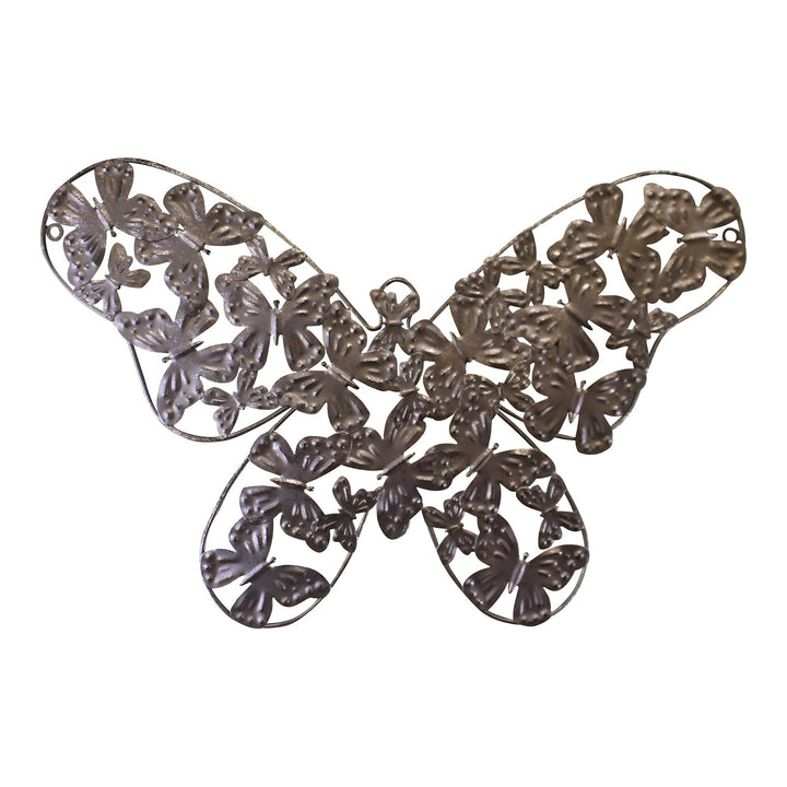 Small Silver Metal Butterfly Design Wall Decor - Smiddy Furniture-1